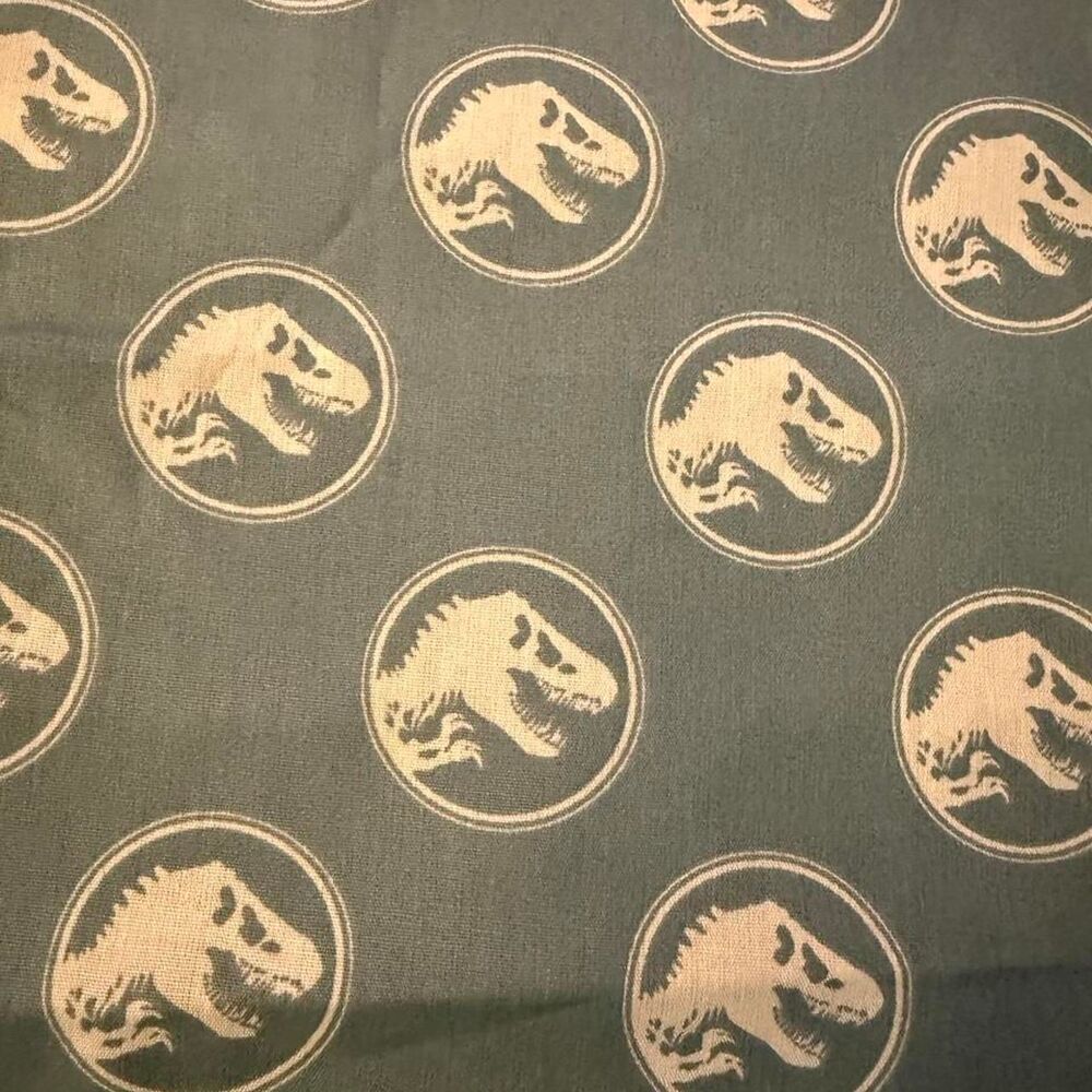 Jurassic Park Fabric Bundle 4 Cotton 10 in x10in  Dinosaur Logo Craft Squares